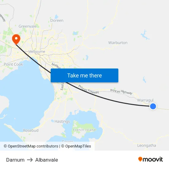 Darnum to Albanvale map