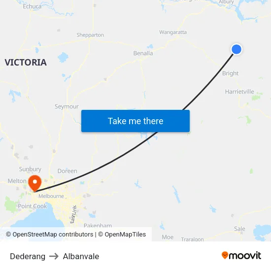 Dederang to Albanvale map