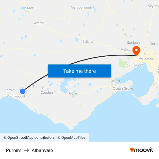 Purnim to Albanvale map