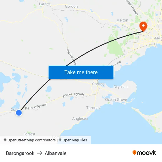Barongarook to Albanvale map