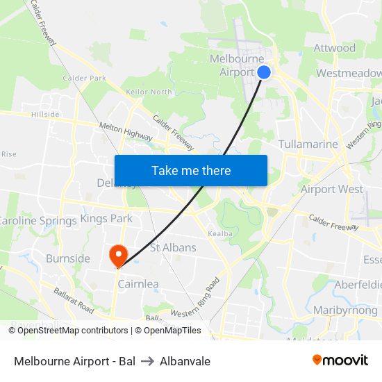Melbourne Airport - Bal to Albanvale map