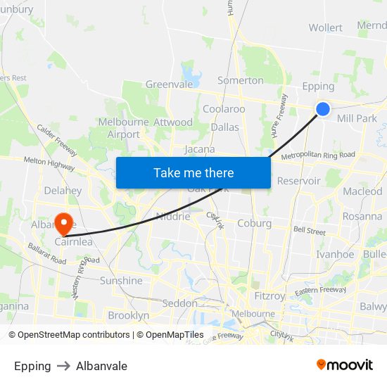 Epping to Albanvale map