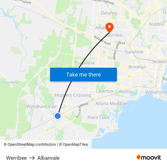 Werribee to Albanvale map