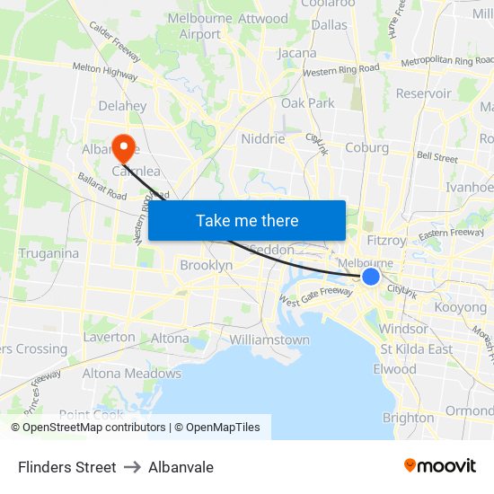 Flinders Street to Albanvale map