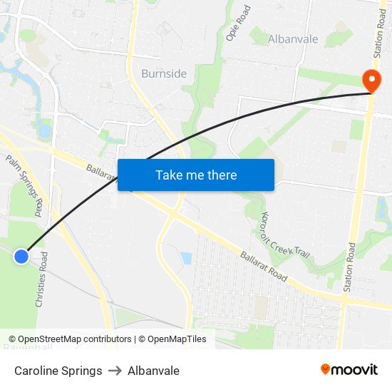 Caroline Springs to Albanvale map