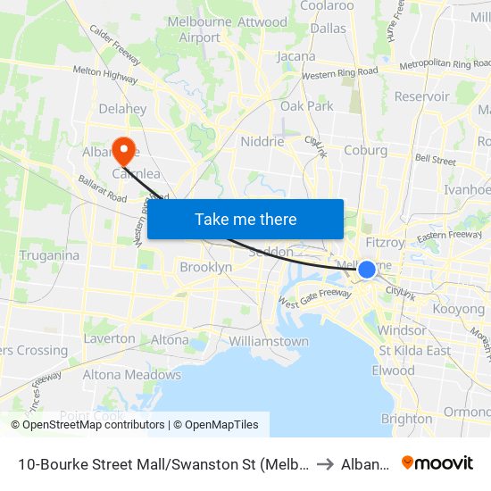 10-Bourke Street Mall/Swanston St (Melbourne City) to Albanvale map