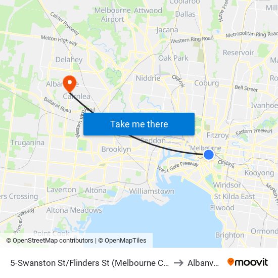 5-Swanston St/Flinders St (Melbourne City) to Albanvale map