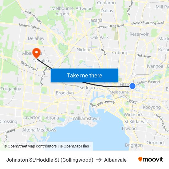 Johnston St/Hoddle St (Collingwood) to Albanvale map