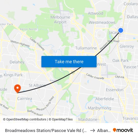Broadmeadows Station/Pascoe Vale Rd (Broadmeadows) to Albanvale map