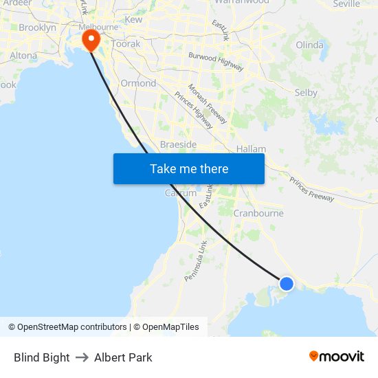 Blind Bight to Albert Park map