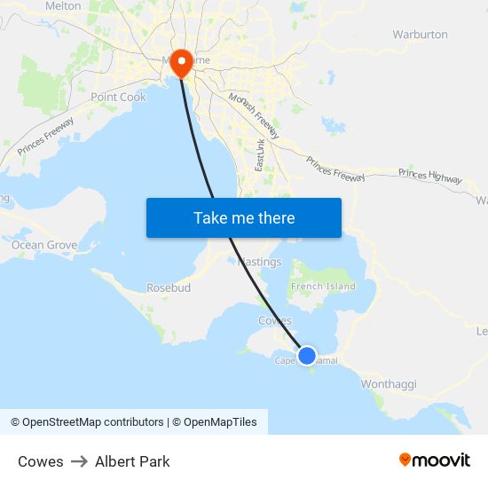 Cowes to Albert Park map