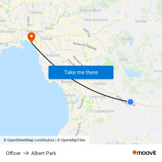 Officer to Albert Park map