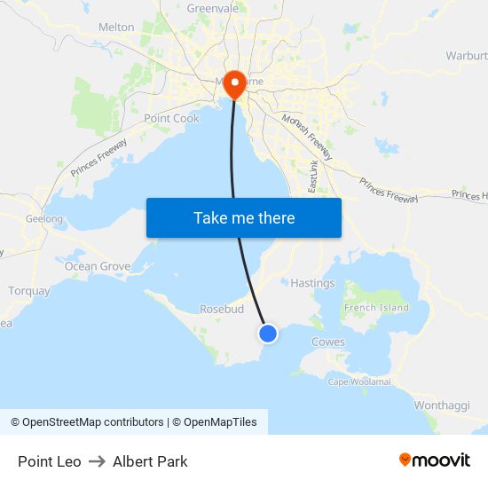 Point Leo to Albert Park map