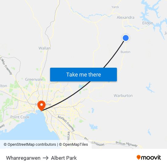 Whanregarwen to Albert Park map