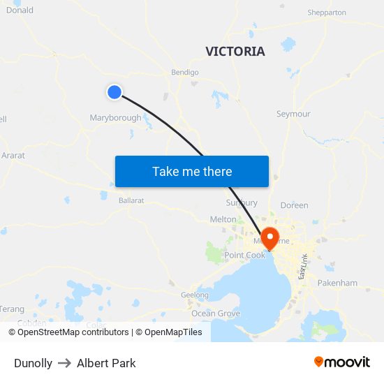 Dunolly to Albert Park map