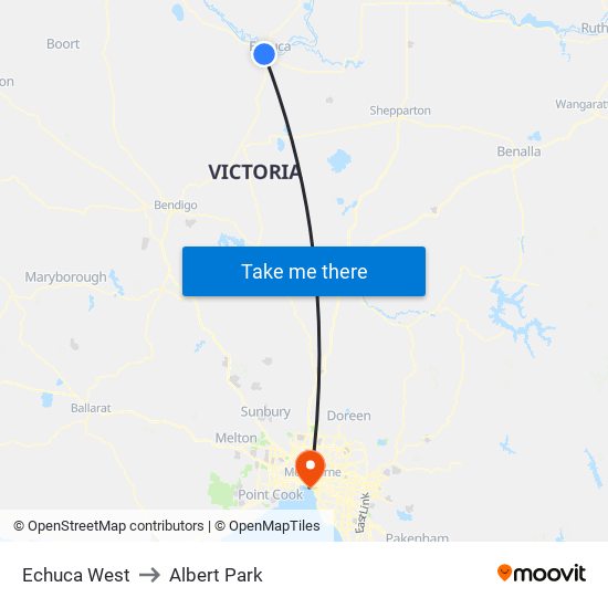 Echuca West to Albert Park map