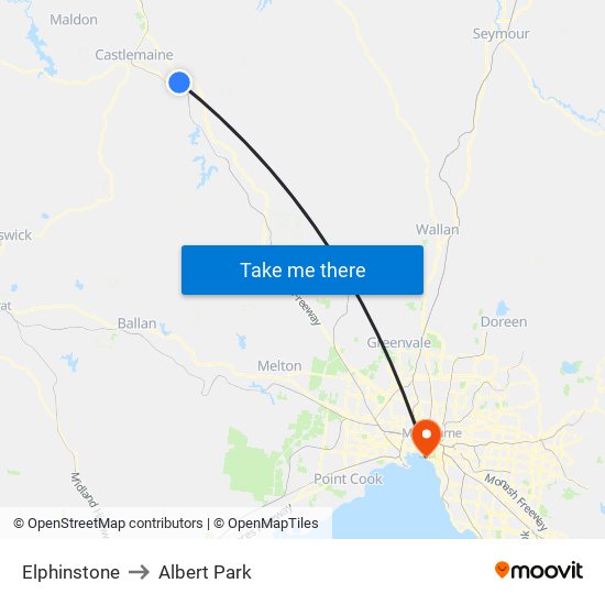 Elphinstone to Albert Park map