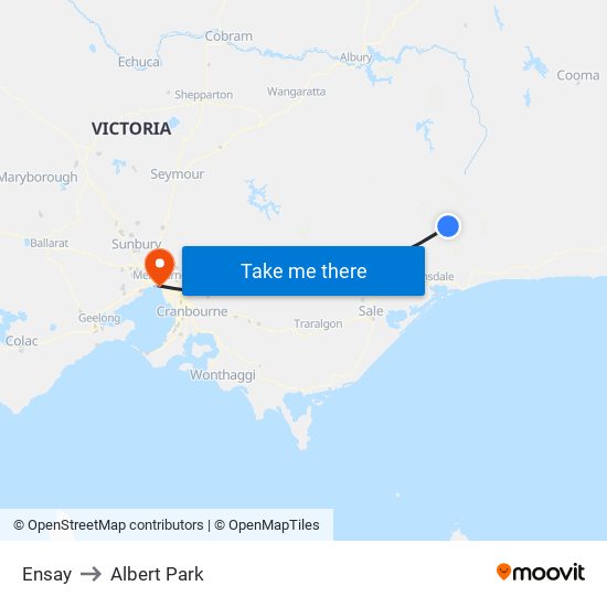 Ensay to Albert Park map