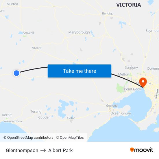 Glenthompson to Albert Park map