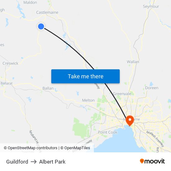 Guildford to Albert Park map