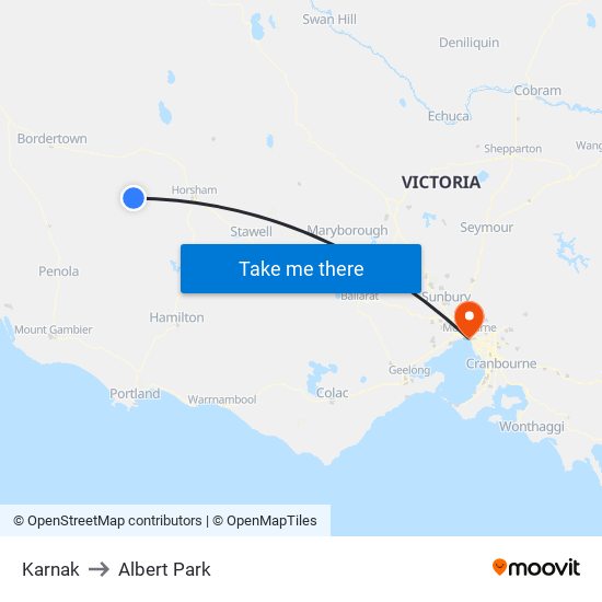 Karnak to Albert Park map