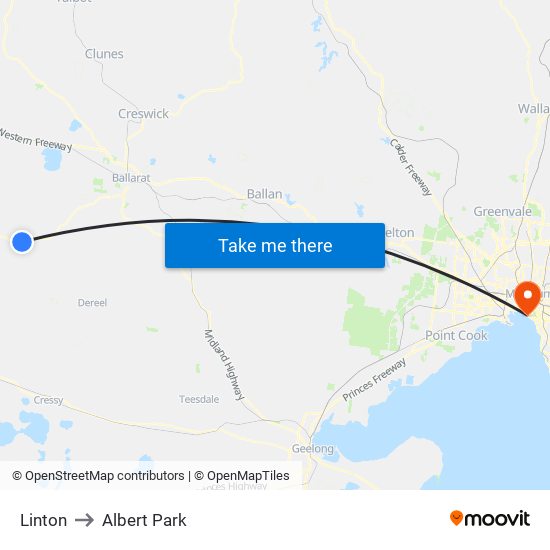 Linton to Albert Park map