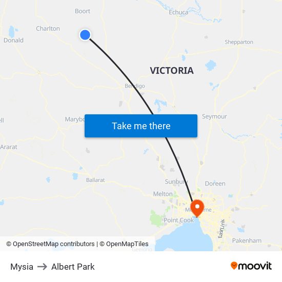 Mysia to Albert Park map