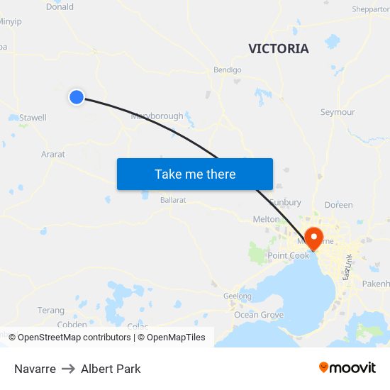 Navarre to Albert Park map