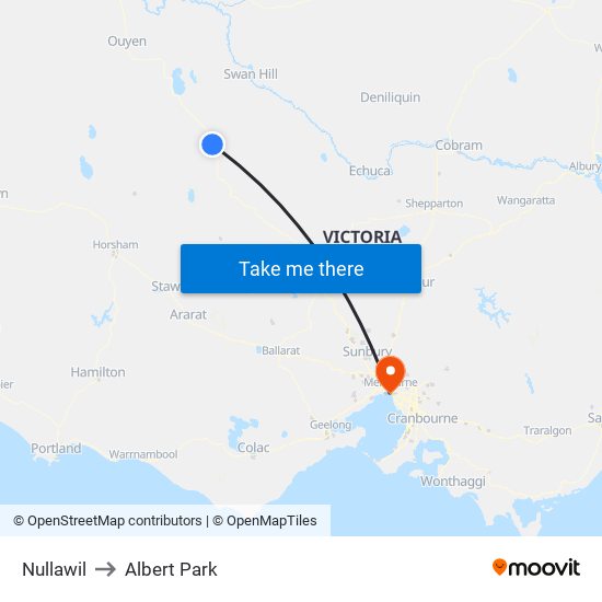Nullawil to Albert Park map