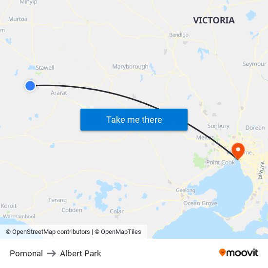 Pomonal to Albert Park map