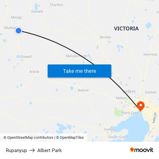Rupanyup to Albert Park map