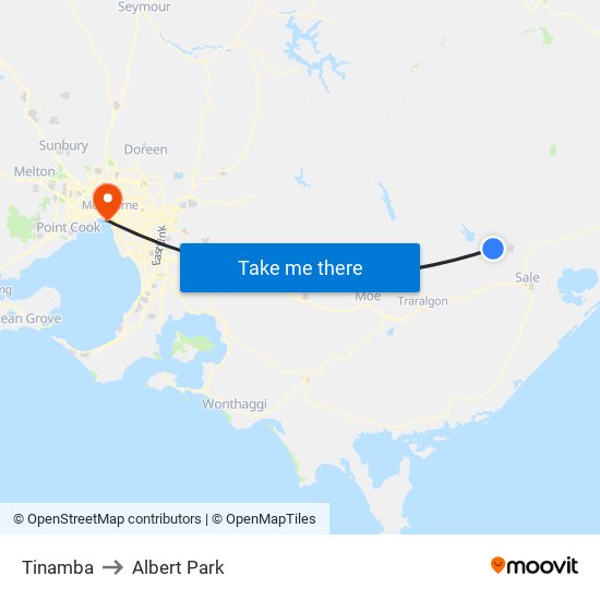 Tinamba to Albert Park map