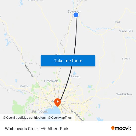 Whiteheads Creek to Albert Park map