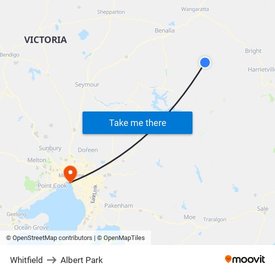 Whitfield to Albert Park map