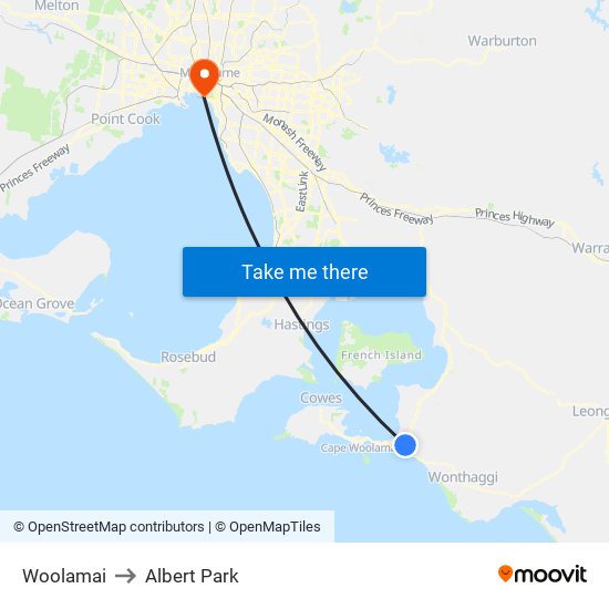 Woolamai to Albert Park map