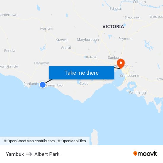 Yambuk to Albert Park map