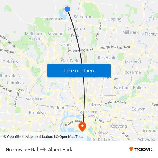 Greenvale - Bal to Albert Park map