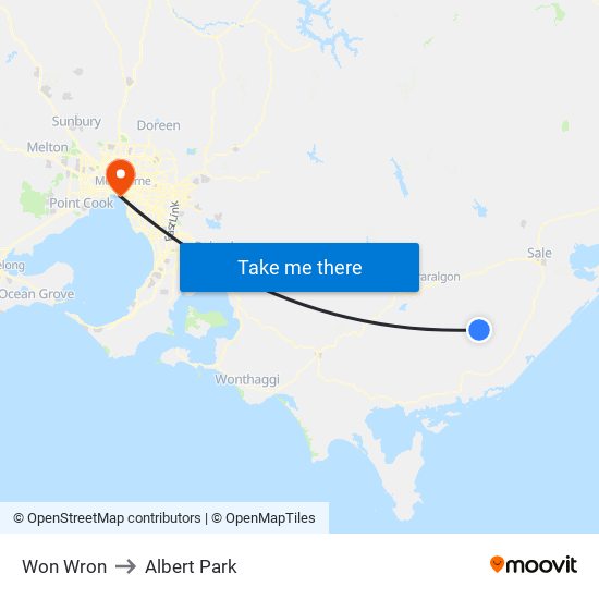 Won Wron to Albert Park map