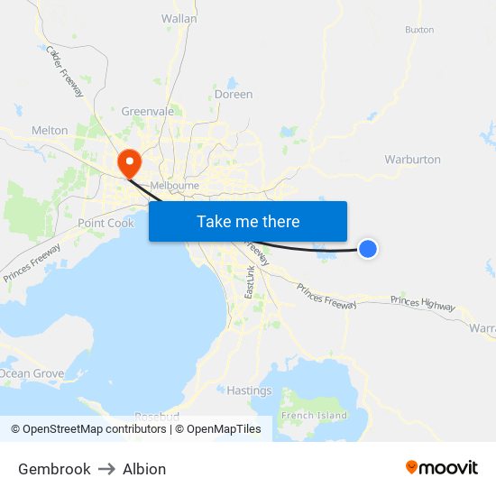 Gembrook to Albion map