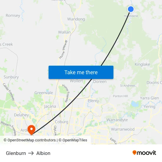 Glenburn to Albion map