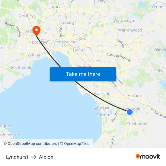 Lyndhurst to Albion map