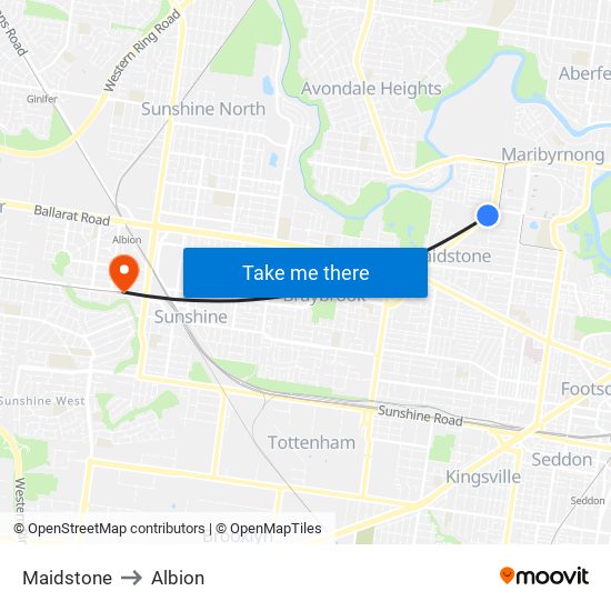 Maidstone to Albion map