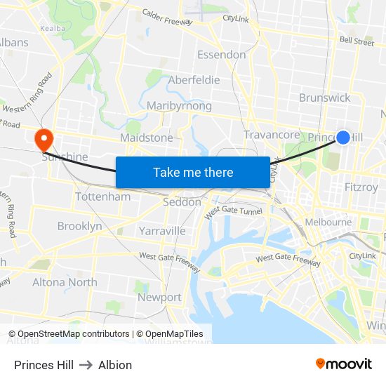 Princes Hill to Albion map
