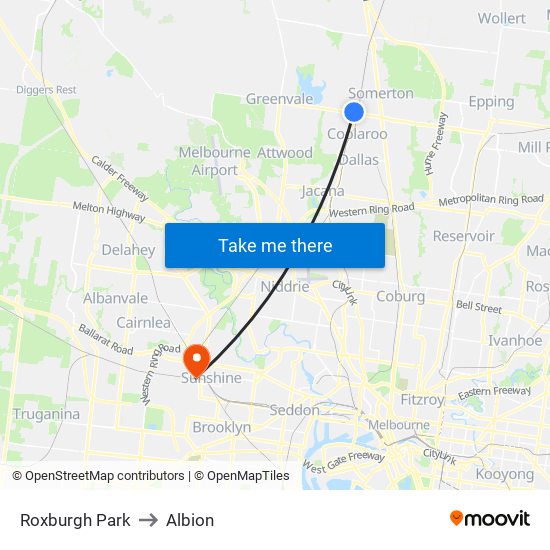 Roxburgh Park to Albion map