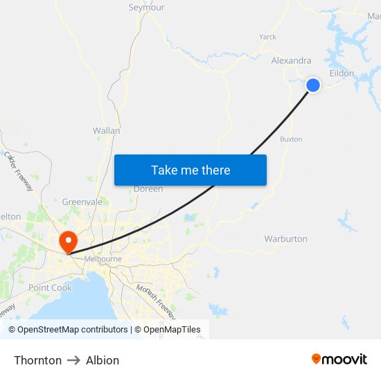 Thornton to Albion map