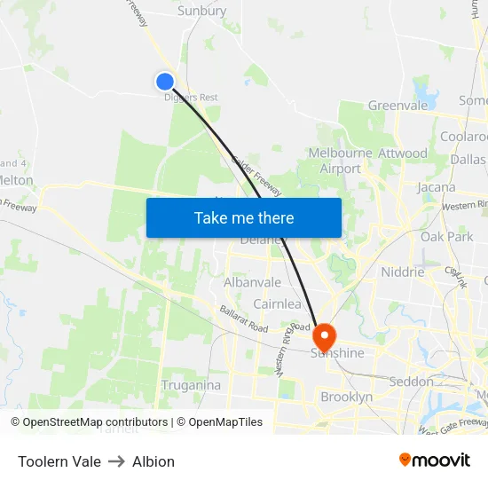 Toolern Vale to Albion map