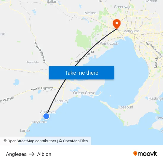 Anglesea to Albion map