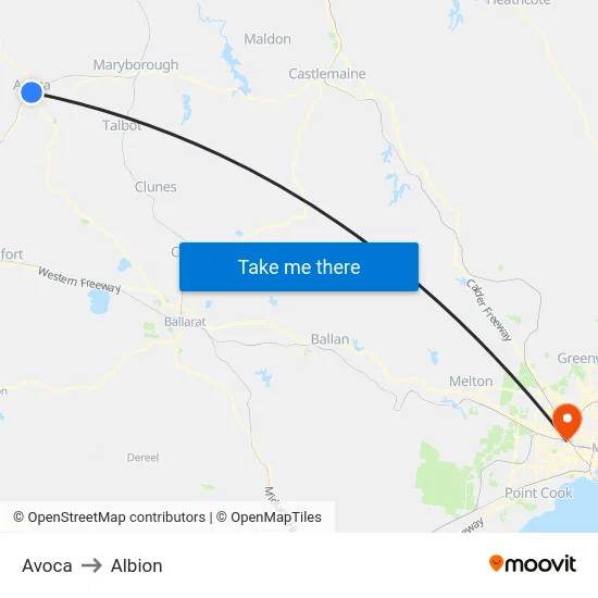 Avoca to Albion map