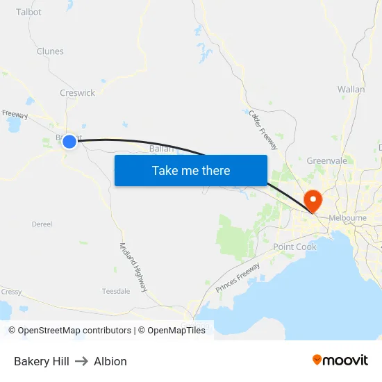 Bakery Hill to Albion map