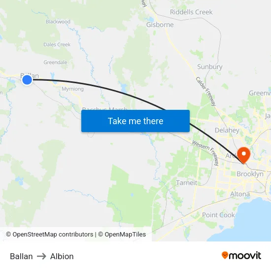 Ballan to Albion map
